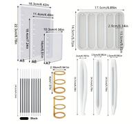 TEMU Kit de 19 piezas para cubiertas A5 y bolígrafos transparentes con marcadores, 7 molduras silicona resina epoxi, 12 acccesorios, ¡para manualidades en cuaderno! Suministros DIY artículanería a .