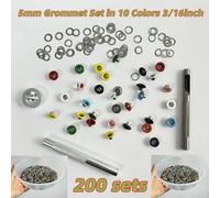 TEMU Kit de 200 Ojales Metálicos Multicolor de 5mm (3/16 ) con Herramienta de Instalación para Proyectos DIY, Manualidades, Ropa y Zapatos. Ideal para Decoración de Habitaciones, Hogar y Regalos.