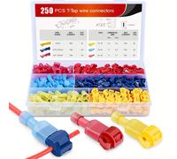 TEMU Kit de 250 piezas, 125 de terminales de cable de empalme completamente de nailon con T-Tap, auto-desmontable y desconexión rápida