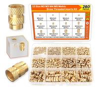 TEMU Kit de 280 Piezas de Insertos Roscados Termofijables - Tuercas de Latón Estriadas M2 M3 M4 M5 para Impresión 3D, Plástico, PLA, ABS, PETG, PP, PPS