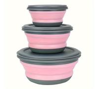 TEMU Kit de 3 tazas de silicona plegables portátiles, juego culinario de y viaje de moda, accesorio de cocina reutilizable para uso en interiores y exteriores.