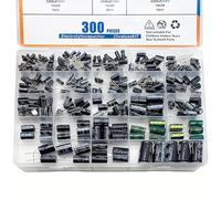 TEMU Kit de 300 piezas de 23 diferentes de condensadores electroquímicos de aluminio DIP de 10μF a 2200μF, completo con una de almacenamiento