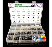 TEMU Kit de 460 Piezas de Interruptores Táctiles, Juego de 460 Piezas, 24 Especificaciones de Dos y Pines para Automóviles y Pequeños Electrodomésticos