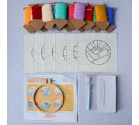 TEMU Kit de 6 piezas de Paisaje Escénico con Aguja de Perforación y Posavasos - Set Completo de de Bordado para Principiantes, Herramientas y