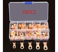 TEMU Kit de 70 conectores de cable de cobre para oídos, juego de conectores de terminal de crimpado de cable , conectores de anillo de crimpado abierto de resistencia para conexiones de cable .