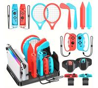 TEMU Kit de Accesorios Deportivos 15-en-1 para Nintendo Switch con Soporte de Escritorio - Material ABS Duradero