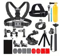TEMU Kit de Accesorios para Cámara Deportiva 20 Piezas Compatible con Hero 12, 11, 10, 9, 8 Max, 7, 6, 5, 4 - Correa para la Cabeza, Arnés , Muñequera, Selfie y Más Accesorios Combinados