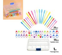 TEMU Kit de Accesorios para Tejer Crochet de 71 Piezas con de Almacenamiento, 50 Hebillas Marcadoras de Color, 20 Agujas de Plástico para Tejer, Accesorios de Costura Domésticos