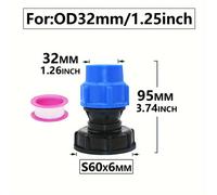 TEMU Kit de Adaptador para de Agua IBC de 1000L - Conector de Tubo PE S60x32mm, Accesorio de Grifo DN25 para de Lluvia Exteriores y Riego Agrícola