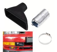 TEMU Kit de admisión de tubo de entrada de aire turbo de parachoques delantero universal para automóvil, kit de entrada de turbina ABS, embudo de aire de de fibra de carbono