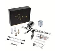TEMU Kit de Aerógrafo de Acción con Gatillo, Set de Pintura con Agujas de 0.5mm/0.3mm, de Pintura de 5CC y 7CC, Pistola de Pulverización con Grosor de Ajustable, Maquillaje, Uñas, Modelismo, y