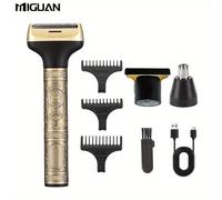 TEMU Kit de Afeitado Eléctrico , Recortador de Nasal y Cortapelos; Carga USB; Cabezales Intercambiables para Afeitar, Recortar y Arreglar; Kit de Grooming Masculino - Regalo para Fiestas