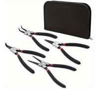 TEMU Kit de Alicates para Anillas Internas/Externas de 4 piezas - 17.78 cm, Juego de Alicates de Presión Pesados con Punta /Doblada para Extraer Anillos y Precisión en Muelles