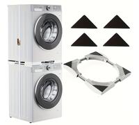 TEMU Kit de Apilamiento para Lavadora y Secadora, Kit Universal Ajustable para Máquinas de 68.58 cm/66.04 cm/63.5 cm/60.96 cm con Correa Fija y Alfombrillas de Goma Compatible con Lavadoras Frontal