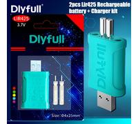 TEMU Kit de batería recargable y cargador Lir425 de 2 piezas para pesca nocturna con luces en del caña, palos fosforescentes, alarmas de pesca flotantes luminosos LED