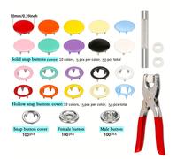 TEMU Kit de broches a presión 400/800, broches huecos y de metal con herramienta de ajuste para confección de ropa, costura, broche de cuero adecuado para bolsos (10 colores, 10 mm)