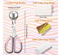TEMU Kit de Cake Pop de 301 piezas, 100 Palitos para Cake Pop, 100 Bolsas para Cake Pop, 100 , 1 Rodillo para Moldes de Cake Pop, Máquina para Hacer Cakepops, Lollipops, Dulces, Chocolates y Galletas