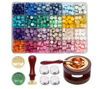 TEMU Kit de Cera para Sellos - 608 Piezas con 24 Perlas , Calentador de Cera, Sello de Cera, Cuchara y Velas para de Regalos y Sobres, , Manualidades DIY, Cartas Navideñas