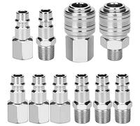 TEMU Kit de Conexiones para Compresor de Manguera JunGong 10pcs - Acopladores Euro Airline y Hembra de 1/4" BSP con Rápida, Construcción en Acero Duradero, Zincado Antioxidante