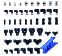 TEMU Kit de Conexiones Rápidas para Manguera de Aire de 49 piezas - Roscas NPT de 1/8", 1/4", 3/8", 1/2" Conectores Push-In para Sistemas Pneumáticos y de Vacío, Cortador de Tubos