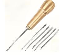 TEMU Kit de Costura de Cuero con Mango de Cobre - Aguja de Acero Inoxidable de Resistencia y Punta Afilada, Empuñadura Ergonómica para Costura de Precisión, Reparación de Tiendas y Zapatos