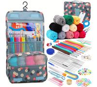 TEMU Kit de Crochet 100/130 piezas con Hilo Multicolor, Bolsa para Almacenamiento de Tela, Esenciales para Todas - Accesorios de Tejido Incluyen Ganchillos, Tijeras, Agujas, Marcadores de Punto y Más