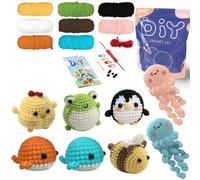 TEMU Kit de Crochet para Principiantes con 8 Piezas: Rana, , , Pequeña Ballena, Abeja y Medusa
