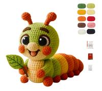 TEMU Kit de crochet para principiantes de material CATERPILLAR, muñeco de dibujos animados lindo tejido a para adultos, kit de hilo de crochet DIY ( manual en inglés)