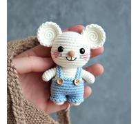 TEMU Kit de Crochet para Principiantes: Overol Ratón Set de | Kit de Manualidades Fácil con Tutorial de Video , Hilo y Ganchillo - para Decoración del Hogar, Regalos de Vacaciones