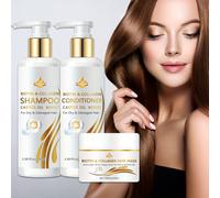 TEMU Kit de Cuidado Capilar con Biotina y Colágeno - Champú Nutritivo Aclarante, Condicionador Profundo y Crema Ultra Hidratante con Queratina y Aceite de Argán para Cabello y Dañado