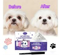 TEMU Kit de Cuidado para Mascotas: Polvo Eliminador de Manchas y Lágrimas a Base de Plantas + Cepillo de Limpieza , las Manchas de Lágrimas con Física, con , Ideal para el Diario de Gatos y Perros