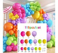 TEMU Kit de de globos de 119 piezas, guirnalda de , rosa caliente, verde, naranja, azul, , , globos para en , luau hawaiano, de aloha, decoraciones y suministros para fiestas de