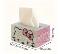 TEMU Kit de de Pañuelos Sanrio Cartoon Hello Kitty Diamond Painting - Tema de Dibujos Animados, Diamantes de Forma Irregular, Decoración para el Hogar y Accesorios para el Almacenamiento del Coche