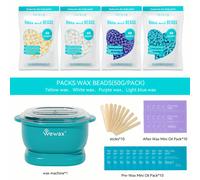 TEMU Kit de Depilación WEWAX 500ml con Cera Portátil Plegable y 4 Perlas de Cera , Toallitas Pre/Post Hipoalergénicas para Cara Beige , Bikini, Piernas, Brazos y Axilas - Eliminación Rápida y del