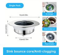 TEMU Kit de Desagüe y Tapón para Fregadero de Cocina Musurjoy 3-en-1, Tapón con Cesta Coladora de Acero Inoxidable para Desagües de 3-1/2 Pulgadas, Artículos Domésticos , Regalo del Día del Trabajo