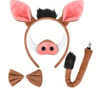 TEMU Kit de disfraz de de felpa que , nariz, pajarita y accesorios de para cosplay y fiestas temáticas de animales para hombres como para mujeres - Marrón