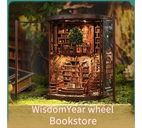 TEMU Kit de en miniatura de un de lectura con una casa de artesanal, una casa de libro con anillo , un rompecabezas estereoscópico 3D y una retro de madera para decoración de escritorio