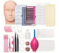 TEMU Kit de entrenamiento de extensiones de pestañas con cabeza de maniquí, cepillos, pinzas, tijeras y pestañas falsas - Ideal para principiantes para practicar técnicas de maquillaje