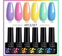 TEMU Kit de Esmalte en Gel LILYCUTE 6pcs/Set Colores Macaron para Uñas, Varnish Semi Permanente LED para de Uñas Verano
