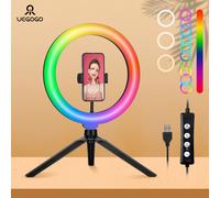 TEMU Kit de Estudio de Anillo de Luz RGB de 10 Pulgadas para! Selfie - Ultra , Regulable sin /LED de Velocidad, , Clip/ para Teléfono, para Video, Fotografía, Selfie, Vlog, Transmisión