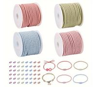 TEMU Kit de Fabricación de Joyas Coloridas de Macaron DIY Banda Elástica de Nylon de 20m y 100pcs de Hebillas de Tubo de Plástico para Pulseras de Cabello y Accesorios de Joyería