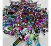 TEMU Kit de fabricación de joyas con colgante de cristal artificial de columna de vidrio, 10 piezas