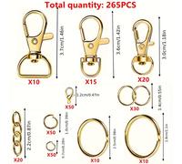 TEMU Kit de Fabricación de Llaveros Dorados de 265 Piezas con Cierres de Langosta Giratorios, Anillos de y Cadenas de Extensión - Suministros para Hacer Joyería DIY