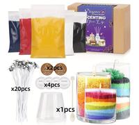 TEMU Kit de Fabricación de Velas BlingFun - Cera de Arena/5 Colores, Mecha, Taza, Cuchara, Base Antiescaldaduras, Cubierta Antipolvo, Cera Recargable para Hacer Velas