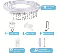 TEMU Kit de Flexible para Cortina con Flexible y Ganchos Metálicos, Divisor de Ventana para Dormitorio - Plástico , Múltiples Tamaños (1/2/3/4/5/6/7/8 Metros)