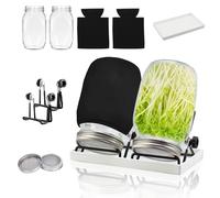 TEMU Kit de Germinación: Frascos Mason de 13Oz con Filtros, Tapas de Germinación, Soporte para Frascos, Bandeja, Cubierta Opaca - Set Completo para Iniciar Semillas de Soja, Brócoli, Hierbas y Más