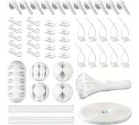 TEMU Kit de gestión de cables de 148 piezas con clips de plástico para cables, para cables y organizadores de cables adhesivos para organización de cables de computadora, oficina y TV