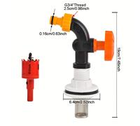 TEMU Kit de Grifo para Barril de Lluvia de 1/2" - Grifo de Reemplazo para de Agua, Suministros Agrícolas para Riego de Jardín y Césped - Conexión de Plástico Duradero con Junta Térmica