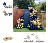 TEMU Kit de guirnalda de globos azul y dorado de 116 piezas, material de emulsión, versátil para , compromisos, Día de , Día , fiestas de jubilación - múltiples componentes Halloween y Navidad