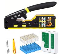 TEMU Kit de herramienta de crimpado RJ45 pasacables, crimpadora Ethernet para , Cat5E, Cat6 (RJ11/RJ12 6P/8P)